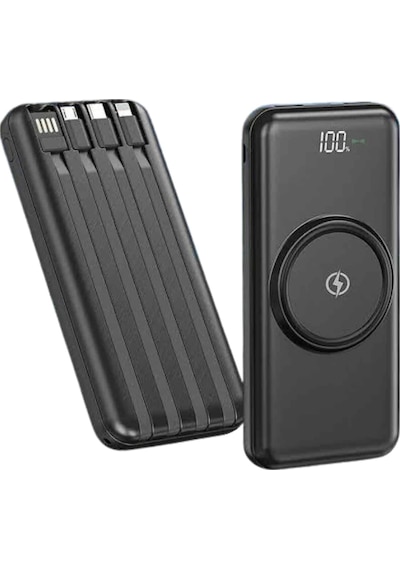 Kablosuz Çoklu Şarj Girişli 10.000 Mah Kablolu Powerbank Taşınabilir Çok Renkli