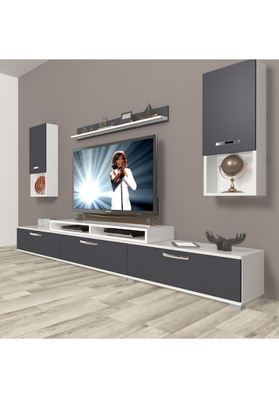 Decoraktiv Ekoflex 270da Mdf Tv Ünitesi Tv Sehpası Beyaz - Antrasit