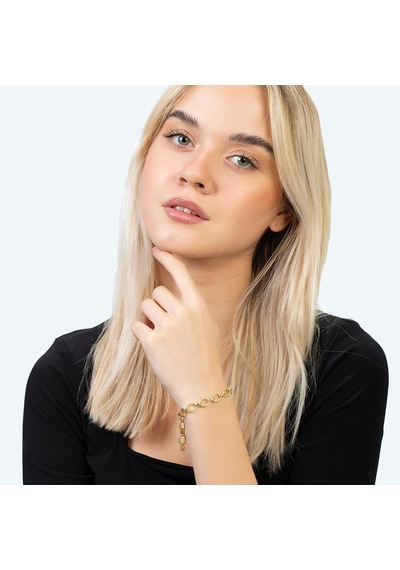 Gold Renk Halloy Model 925 Ayar Gümüş Kadın Bileklik