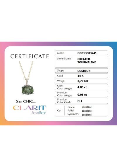 Tourmaline Taşlı Clarit Serisi 41 Cm 14 Ayar Sarı Altın Kolye
