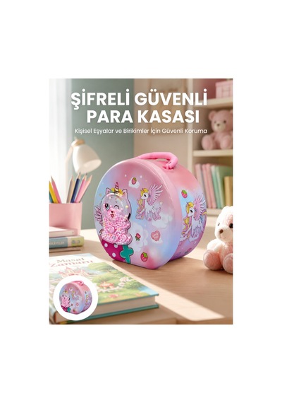 Trendlia Çocuk Para Kasası Anahtarlı Güvenli Tasarruf Kutusu