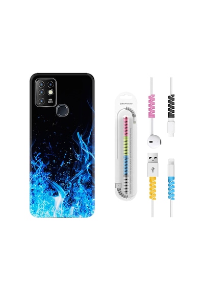 Infinix Hot 8 Kılıf Kablo Koruyuculu Blue Fire 1678
