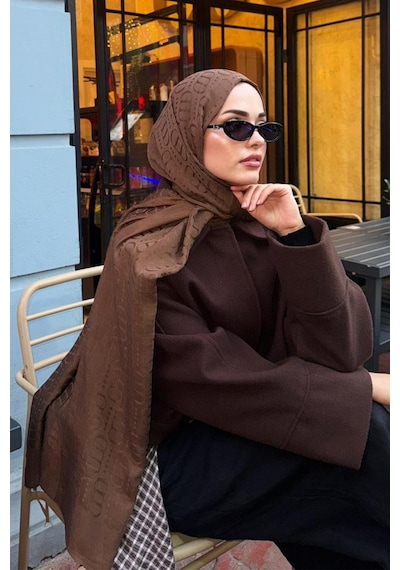 Carell Kübra Koç'un Tercihi Luxe Desen Liora Pamuk Şal Toprak Çok Renkli