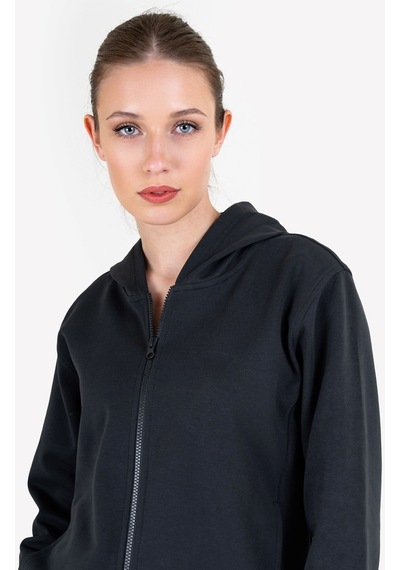 Lescon Siyah Kadın Fermuarlı Kapüşonlu Sweatshirt 23n-2219