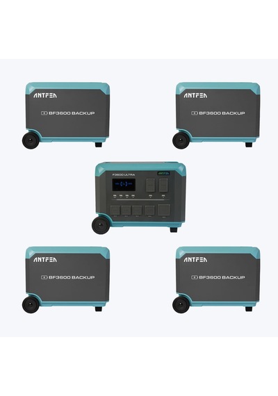 Antfea F3600 Ultra Taşınabilir Güç Kaynağı + 4 Adet Bf3600 Backup Yedek Batarya 3.6 Kw / 21.5 Kwh