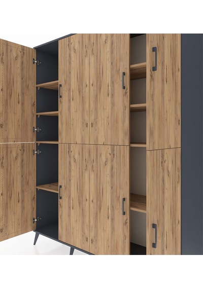 Hyperion Gardrop 8 Raflı 8 Kapaklı 176x44x221 Antrasit-çam Çam Hyperion Gardrop 8 Raflı 8 Kapaklı 176x44x221 Antrasit-çam Çam