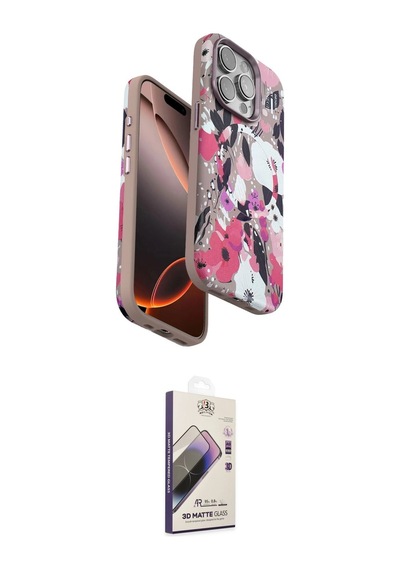 Cep 20-26 Apple Uyumlu İphone 14 Pro Max Kılıf Siluet Doku İkili Koruma Seti Najmaddin Beyaz