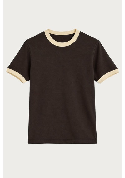 Antioch Kontrast Yaka Erkek T-shirt Kahverengi