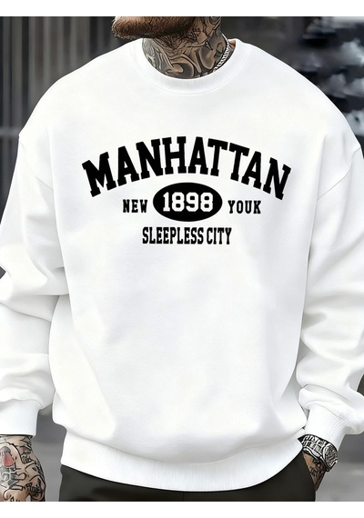 Startmore Startmoremanhattan New York Sleepless City Desen Erkek Kazak Bisiklet Yaka Günlük Kazak Sonbahar Sokak Beyaz Startmore Startmoremanhattan New York Sleepless City Desen Erkek Kazak Bisiklet Yaka Günlük Kazak Sonbahar Sokak Beyaz