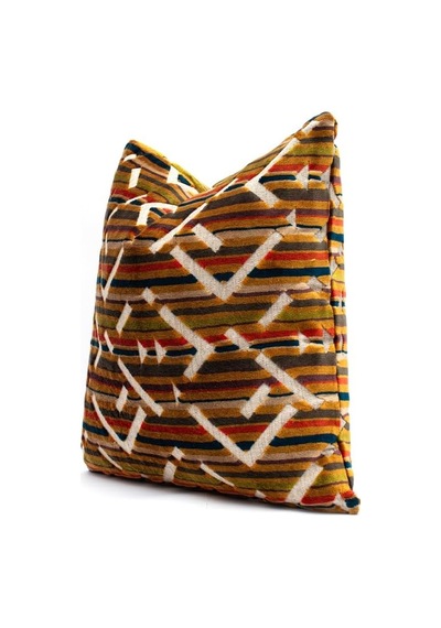Geometrik Desenli Kadife Kırlent Kılıfı Çok Renkli Dekoratif Tasarım Hardal Turuncu Geometrik Desen 45 X 45 Diğer