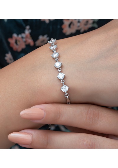 925 Ayar Zirkon Taşlı Kadın Gümüş Bileklik N11.4224
