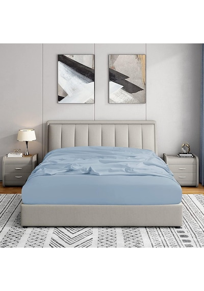 Soley Jersey %100 Pamuk Çift Kişilik 140 X 200 Lastikli Çarşaf Mavi