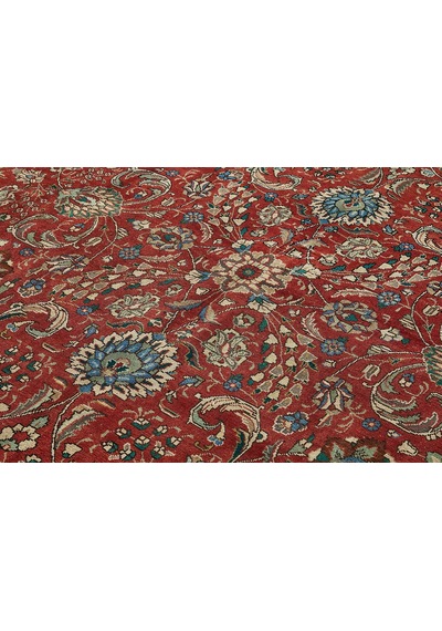 Bespoky Kırmızı Klasik Çiçekli Vintage Salon Halısı El Dokuma