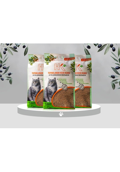 Zeytin Çekirdeğinden Üretilen Aktif Karbonlu%100 Doğal Kedi Kumu 7.5lx3
