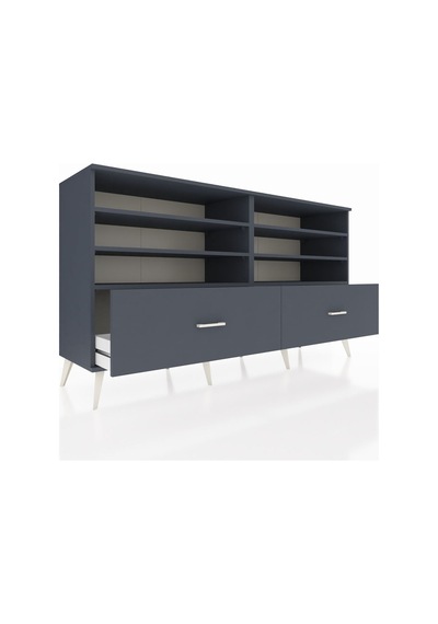 Hyperion Konsol 6 Raflı 2 Çekmeceli 176x44x99 Antrasit-antrasit Antrasit-antrasit
