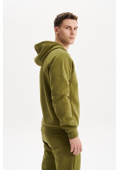 AR-MA Arma Erkek Regular Fit Kapüşonlu Fermuarlı Kanguru Cepli Sweatshirt Pamuk Polyester Karışım K30254628602 Haki