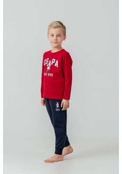 U.S. Polo Assn. Erkek Çocuk Pijama Takımı Baskılı Kırmızı Uzun Kol Pijama Takımı Us2639-c-v2 Us2639-c-v2