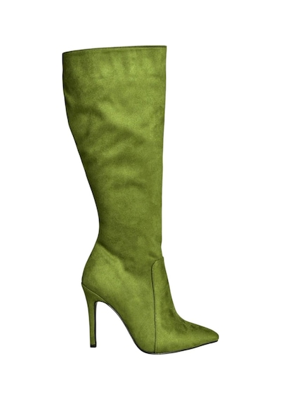 Fox Shoes N372530102 Yeşil Süet İnce Topuklu Kadın Çizme Yeşil-süet