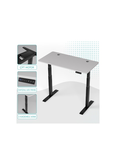 Karr Office O-Flex O2S8 Duo Çift Motorlu Elektrikli Yükseklik Ayarlı Masa - 180X80 - Beyaz/S Beyaz