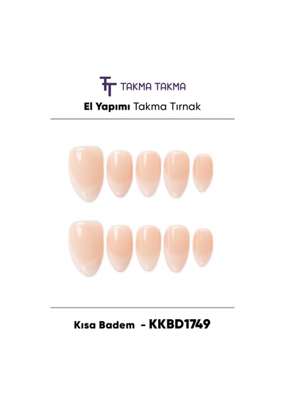 10'lu Kısa Badem Kkbd1749 Tekrar Kullanılabilir El Yapımı Protez Takma Tırnak L