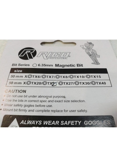 Rico Bits Torx Tork Uç Takımı T 6 /t 40 Kadar 10 Parça 50mm