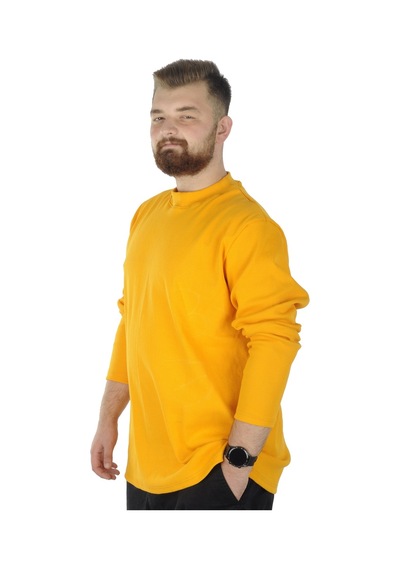 Mode Xl Büyük Beden Uzun Kol Yarım Balıkçı Kazak 22558 Hardal 001
