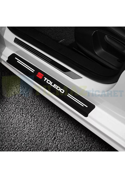 Seat Toledo Logo Karbon Kapı Eşiği Koruma Oto Sticker 4 Parça