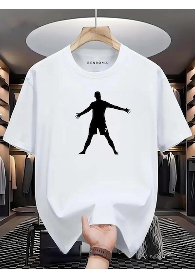 Eller Yanda Beyaz Baskılı Oversize Tişört BEYAZ