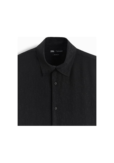 Zara Geometrik Jakarlı Gömlek 4127-299 Siyah