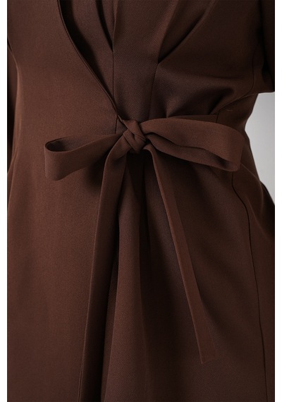 Bigdart Kadın Kimono Pantolon Kumaş Takım 30054 - Kahverengi