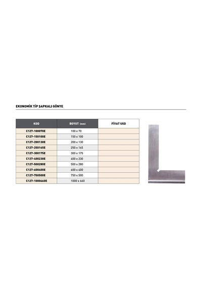 Fett 1000x 660mm Pld Ekonomik Tip Şapkalı Gönye