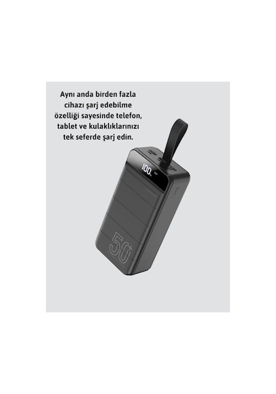 Ultra Güçlü 50.000 Mah Powerbank Led Ekranlı, Çoklu Bağlantı Seçenekli, Akıllı Koruma Sistemli Şar Çok Rnekli