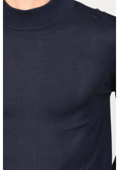 Tudors Slim Fit Dar Kesim Yarım Balıkçı Yaka Düz Erkek Kazak-13639 Lacivert