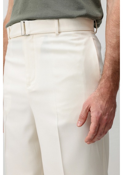 Antioch Relaxed Fit Kemerli Erkek Pantolon Ekru