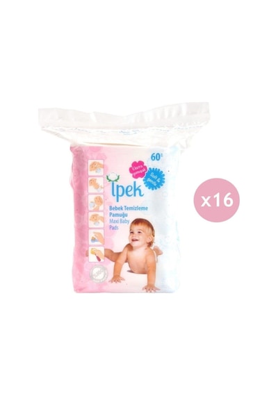 İpek Organik 60'lı 16 Paket Bebek Temizleme Pamuğu