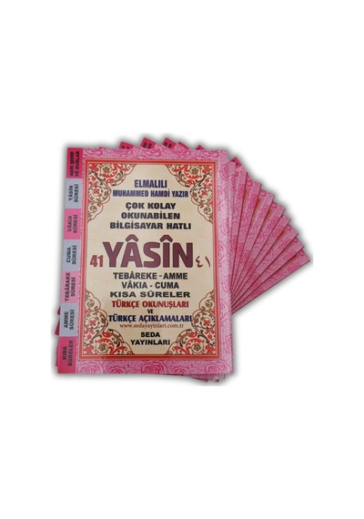 Hediyelik Ekonomik 10 Adet Yasin-i Şerif Pembe 128shf Çanta Boy 12x16cm