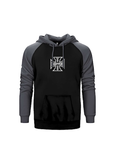 West Coast Choppers Logo Gri Renk Reglan Kol Kapşonlu Sweatshirt Gri