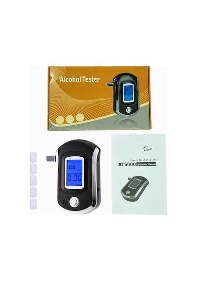 Yeni At6000 Dijital Nefes Alkol Test Cihazı Mini Profesyonel Darbe Tipi Alkol With Box Rusya Federasyonu Rusya Federasyonu
