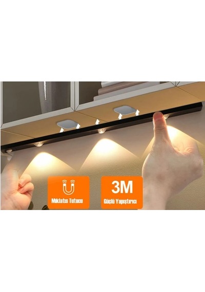 Cata Ct 2464s 3w Şarjlı Led Sensörlü Dolap İçi Lamba 3 Renk Mod Siyah Kasa Çok Renkli