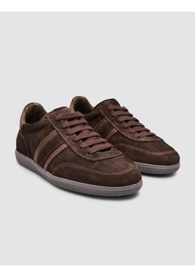 Hakiki Deri Koyu Kahverengi Bağcıklı Kadın Sneaker Kahverengi