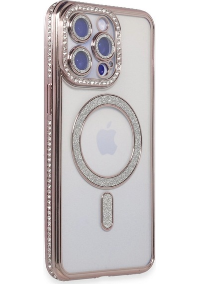 Apple Uyumlu iPhone 14 Pro Kılıf Joke Simli Magneticsafe Kılıf Pembe\