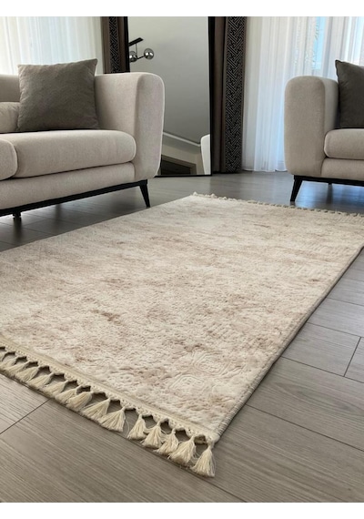 Saraz Halı Puffy Kabartma Desenli Yıkanabilir Kaymaz Taban Salon Halısı Mutfak Koridor Halısı S53