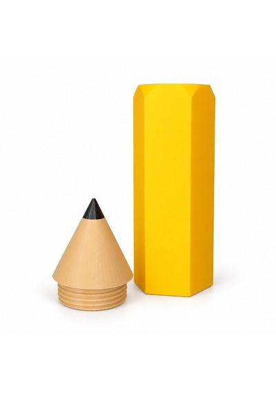 Dev Kalem Şeklinde Kapaklı Kalem Kutusu Ve Masa Düzenleyici 22 X 6,5 Cm 3d Baskı Sarı