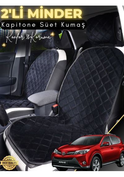 Toyota Rav 4 Uyumlu 2'li Süet Oto Koltuk Minderi Terletmez Universal Oto Aksesuar A6 Siyah