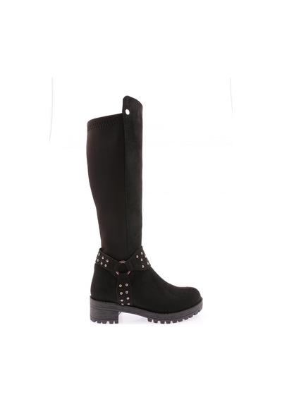 Dgn 607 Kadın Bilek Tokalı Zincir Detaylı Arkası Stretch Knee High Flats Çizme Siyah Süet Dgn 607 Kadın Bilek Tokalı Zincir Detaylı Arkası Stretch Knee High Flats Çizme Siyah Süet