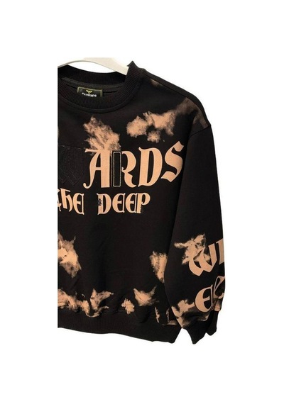 Carinos Erkek Çocuk Batik Desenli Coward Yazılı Sweatshirt-14847 Siyah