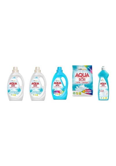 Aquabor Doğal Mineralli Sıvı Beyaz + Sıvı Beyaz + Sıvı Renkliler + 4kg Renkliler + Bulaşık Set 0.75 LT - 2.5 LT - 12 KG 96705511