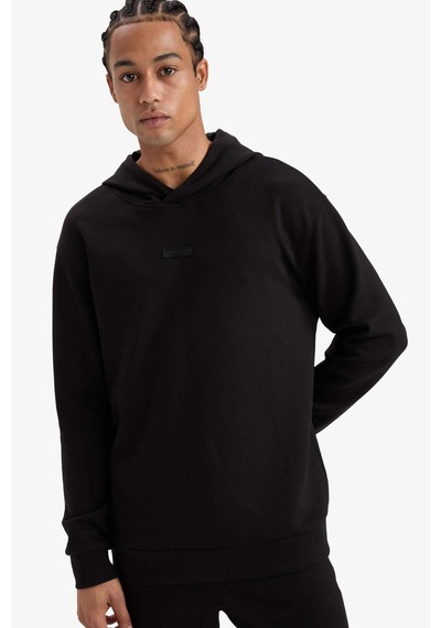 DeFactoFit Standart Fit Kapüşonlu Skuba Dalgıç Kumaş Sporcu Sweatshirt D7364AX25SPBK81