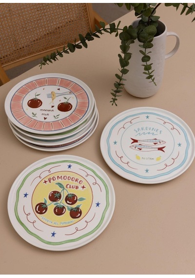 The Mia Itl0002 Italian Summer Servis Tabağı 6lı Set 26 Cm Çok Renkli