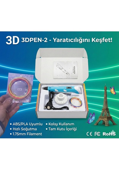 3d Pen Yaratıcı 3d Kalem Seti - Tam Kutu İçeriği, Kolay Kullanım, Abs/pla Uyumlu